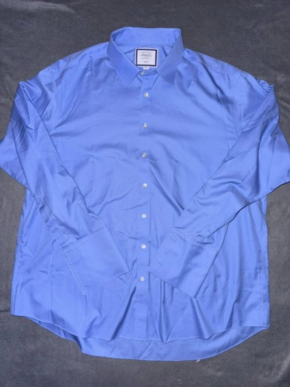Charles Tyrwhitt Classic Fit Non Iron Mens 19/37 in Blue Button Up French Cuff